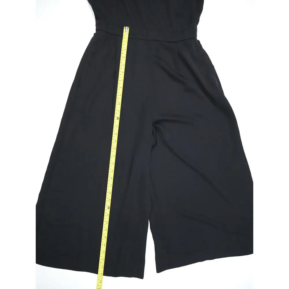 J.Crew Black Wide Leg Cropped Jumpsuit Open Back Career Minimalist Quiet Luxury